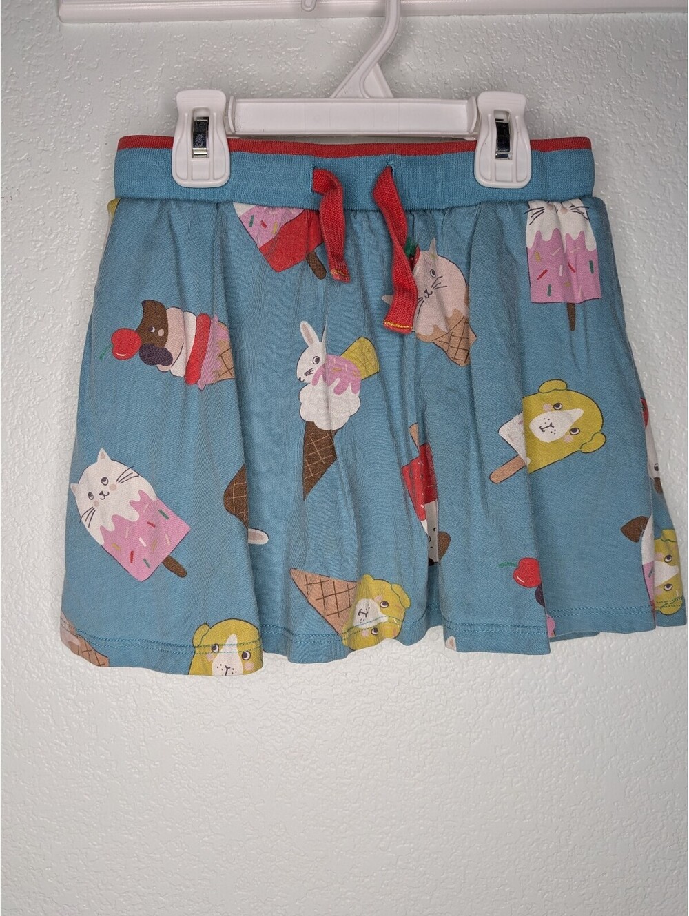 Mini Boden Girls Blue Ice Cream Animal Print Skort Size 8-9Y